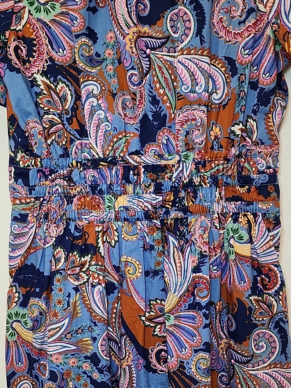 Anthro Somerset Mini Dress multicolor paisley print smocked waist tiered Sz S - Picture 12 of 16